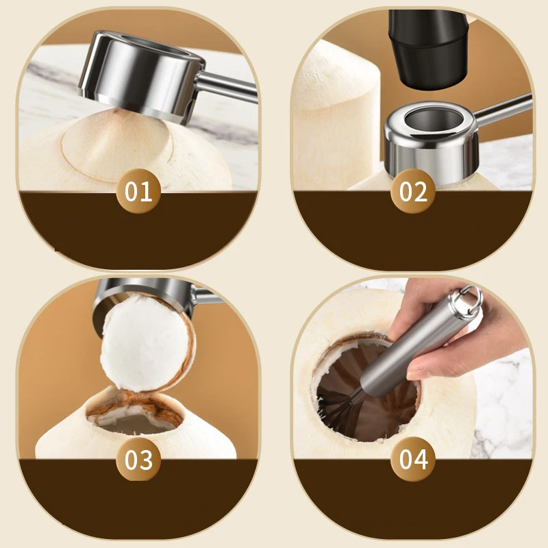 Picture 5: Coconut Opener Tools Creative Dual-purpose Hand Hole Puncher Hammer Coconut Breaker Kitchen Gadgets for Fresh Coconut Wate