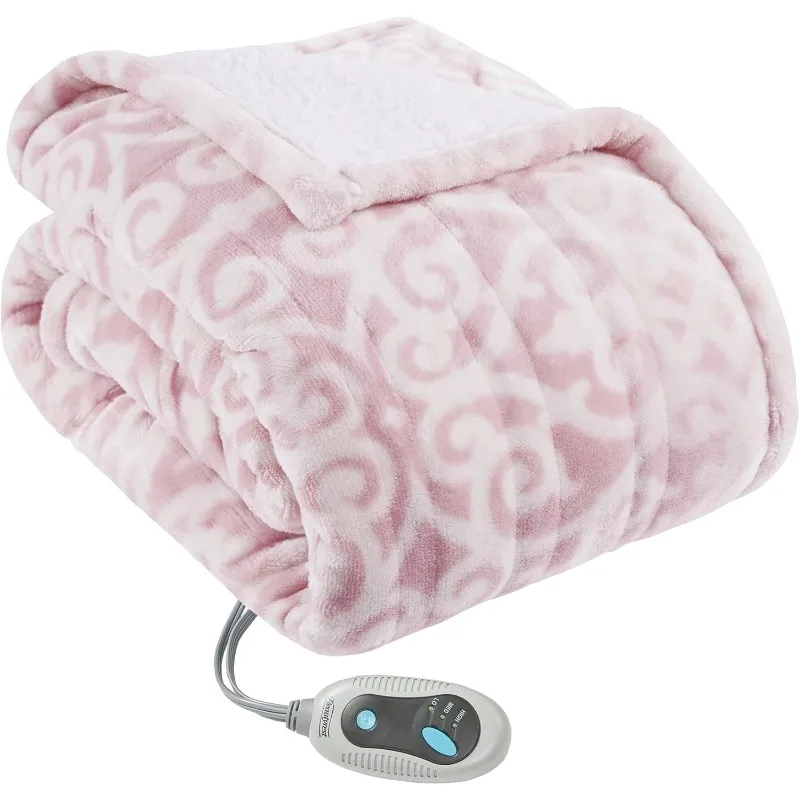

Beautyrest Ультрамягкое берберское флисовое электрическое пончо из шерпы с подогревом и автоматическим отключением, 50 x 64 дюйма, решетка для румян