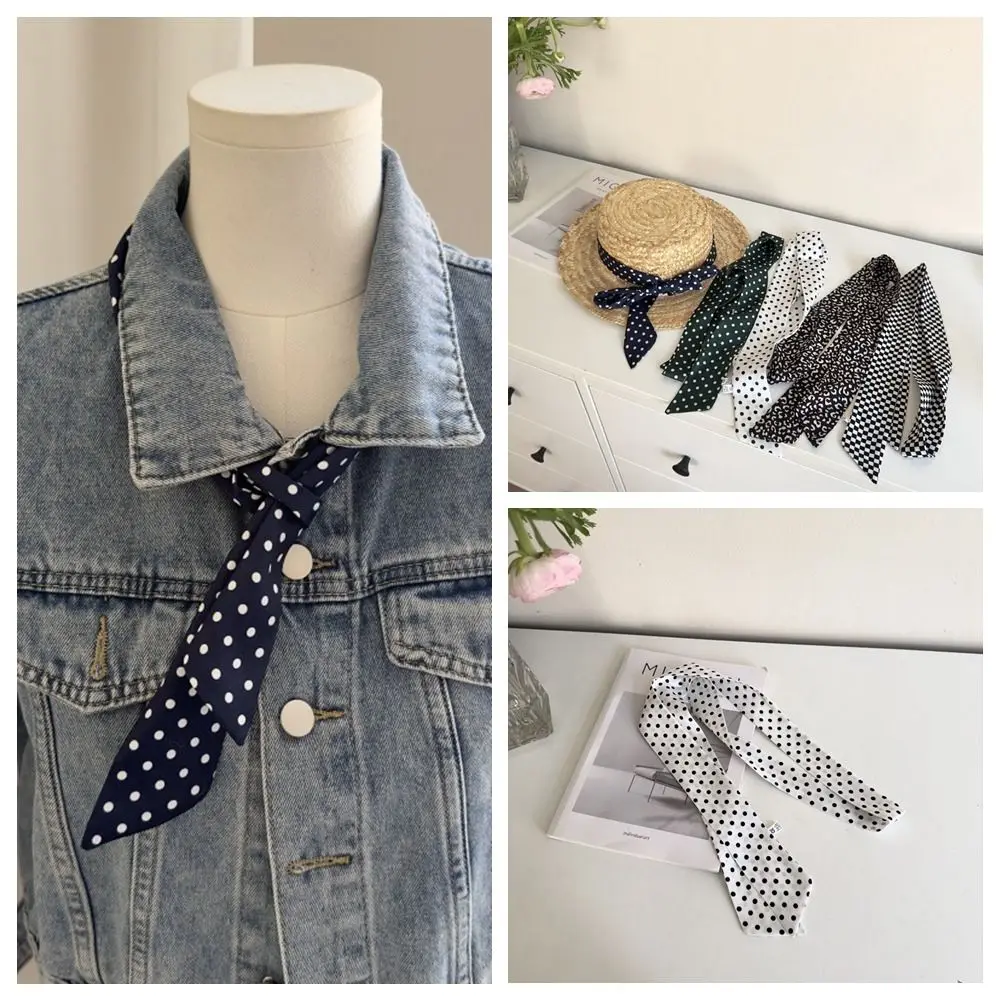 

Fashion French Style Polka Dot Scarf Sweet Bag Decoration Silk Scarf Elegant Hairband Ribbon Hair Scarf Female