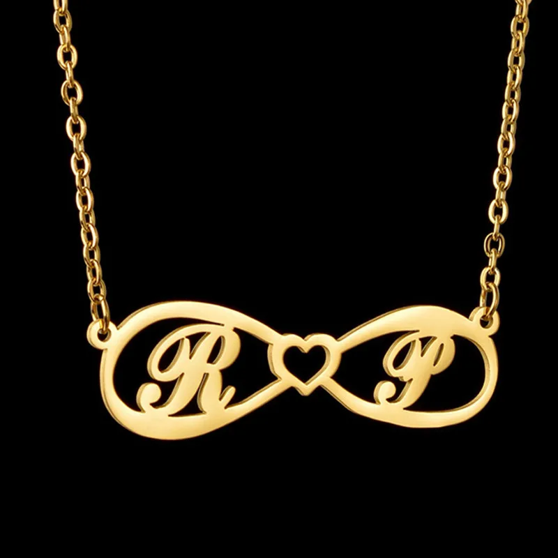 

Personalized Two Letters Necklace For Women Girl With Heart Stainless Steel Custom Handmade Daughter Necklace Mother Day Gift