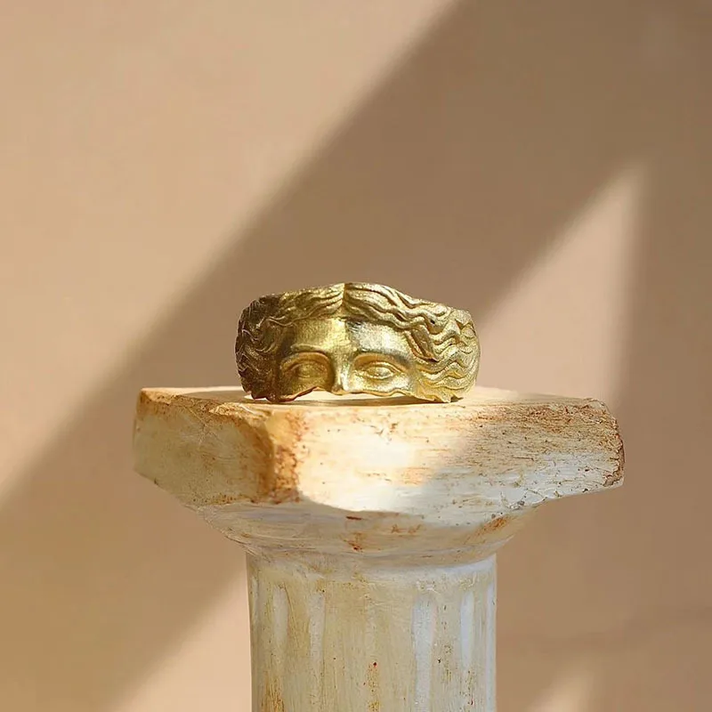 Rings For Men Creative Venus Mask Ring, Retro Thai Silver Relief With Adjustable Opening Ring Confessing Gift - Image 4