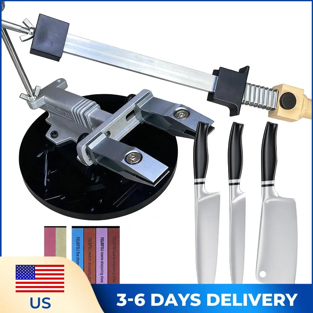 

Fixed Knife Sharpener with 3 Whetstones Knife Sharpening System Kitchen Grinding System Kitchen Knife Accessories