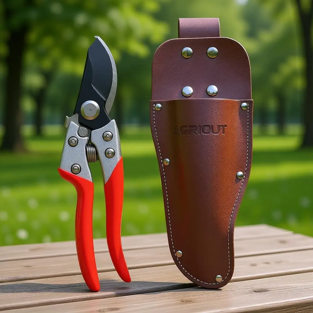 

1-Inch Cutting Capacity High Carbon Steel Garden Shears with Holster and Sheath for Heavy-Duty Pruning