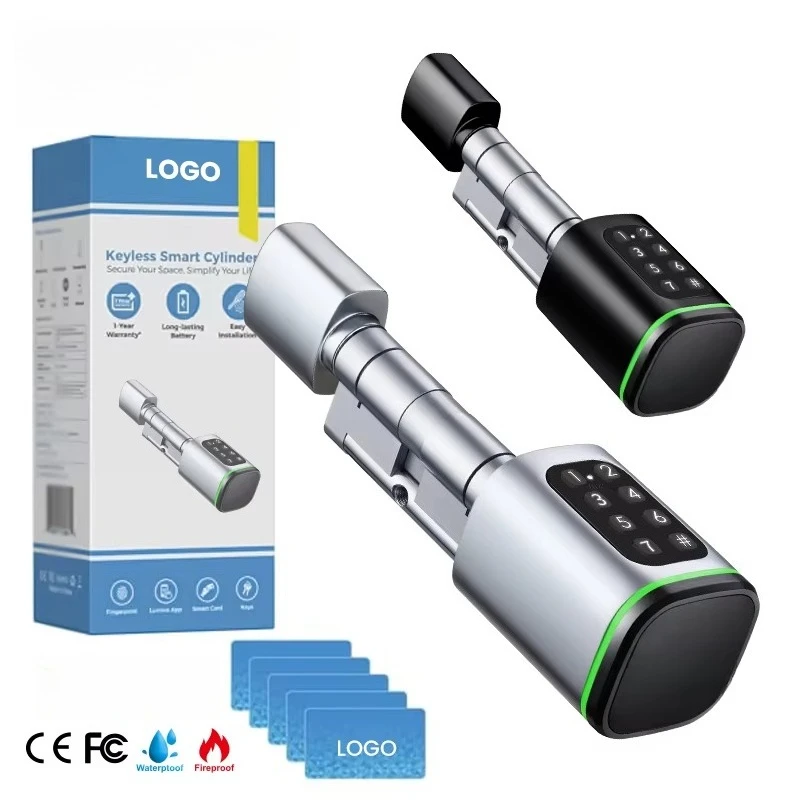 

TTlock Wifi Blue Or Tuya System European Universal Smart Door Handle Digital Intelligent Lock Smart Cylinder Lock Fingerprint