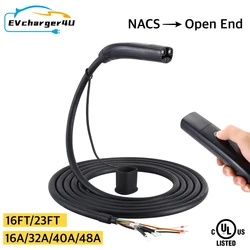 For Original Tesla Station 1phase 16A 32A 40A 48A 240V EV Charging Cable NACS Male to Open Wire with Button to Open Charge Port