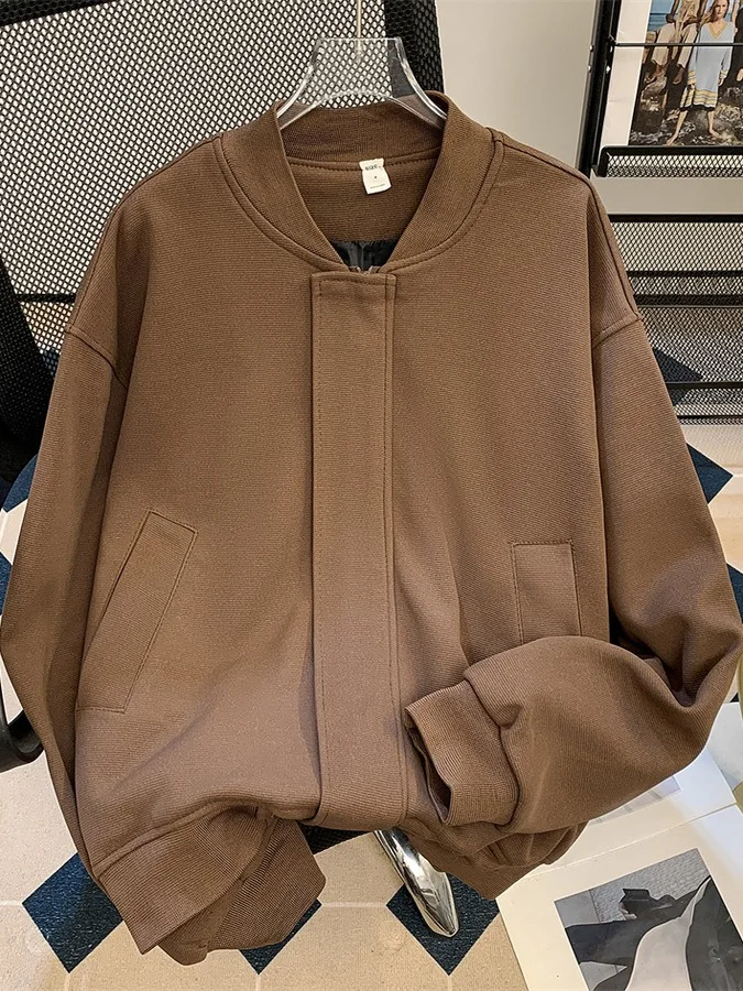 

Мужской шерстяной кардиган на молнии, свободного кроя, весенне-осенний, модный, в стиле бейсбольной куртки, утепленный шерстяной пальто