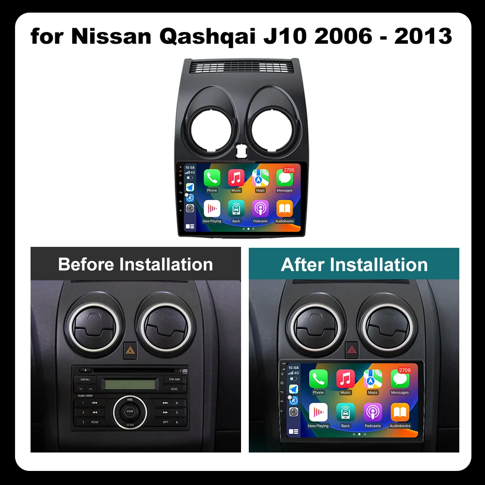 9 pollici autoradio Audio lettore multimediale navigazione GPS per Nissan Qashqai J10 2006 2007 2008 - 2013 sistema intelligente Android