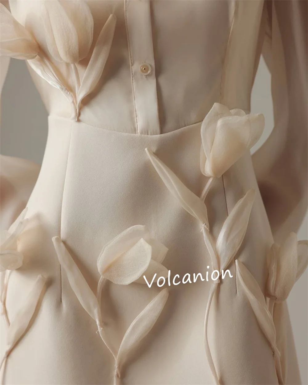 Короткие платья трапециевидной формы с высоким воротником и аппликацией на пуговицах по индивидуальному заказу, элегантная мода для торжественных вечеринок