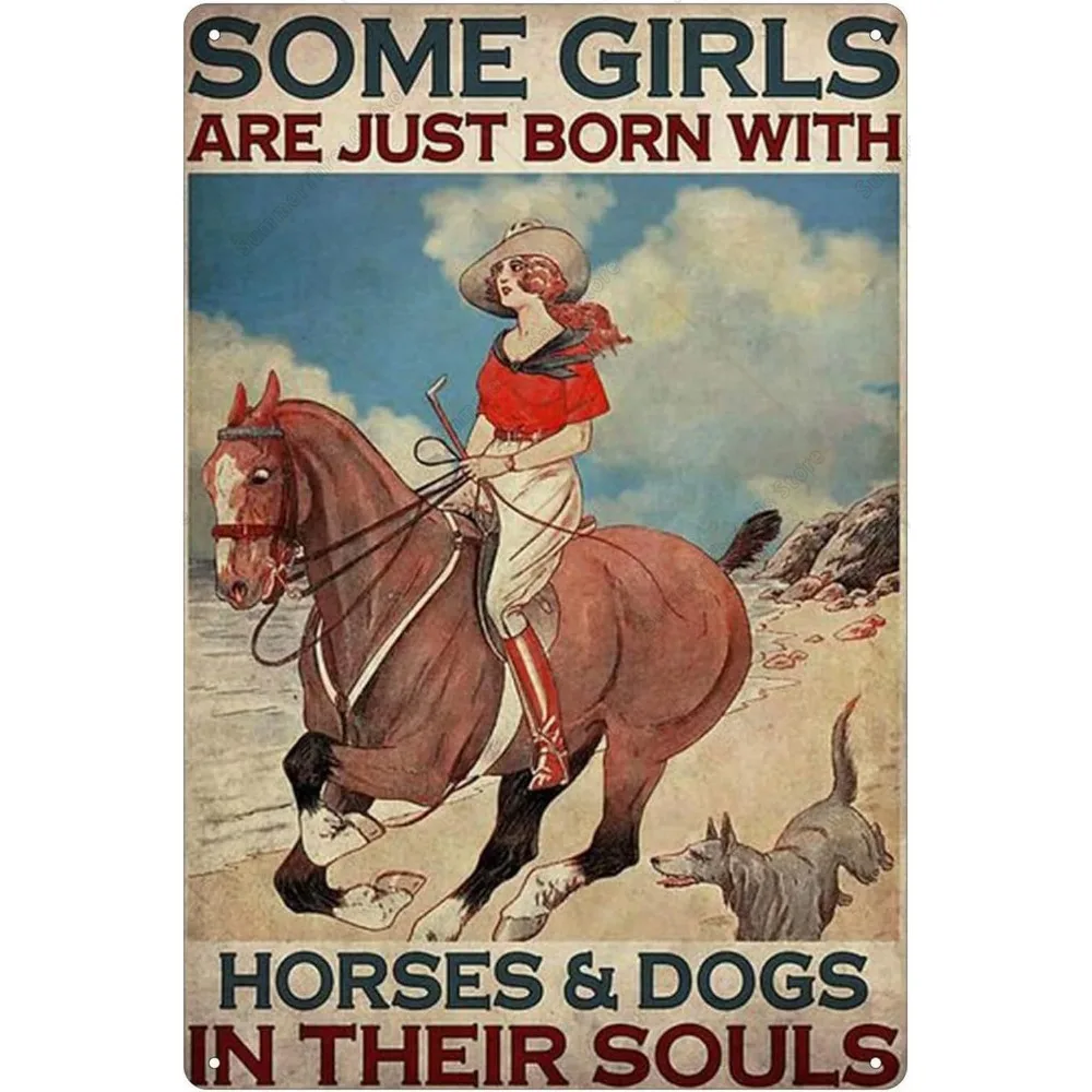 

Girl Riding A Horse Metal Tin Sign Vintage Retro Sign Poster Bar Style Novelty Wall Art metal tin poster Girl Riding A Horse Ba