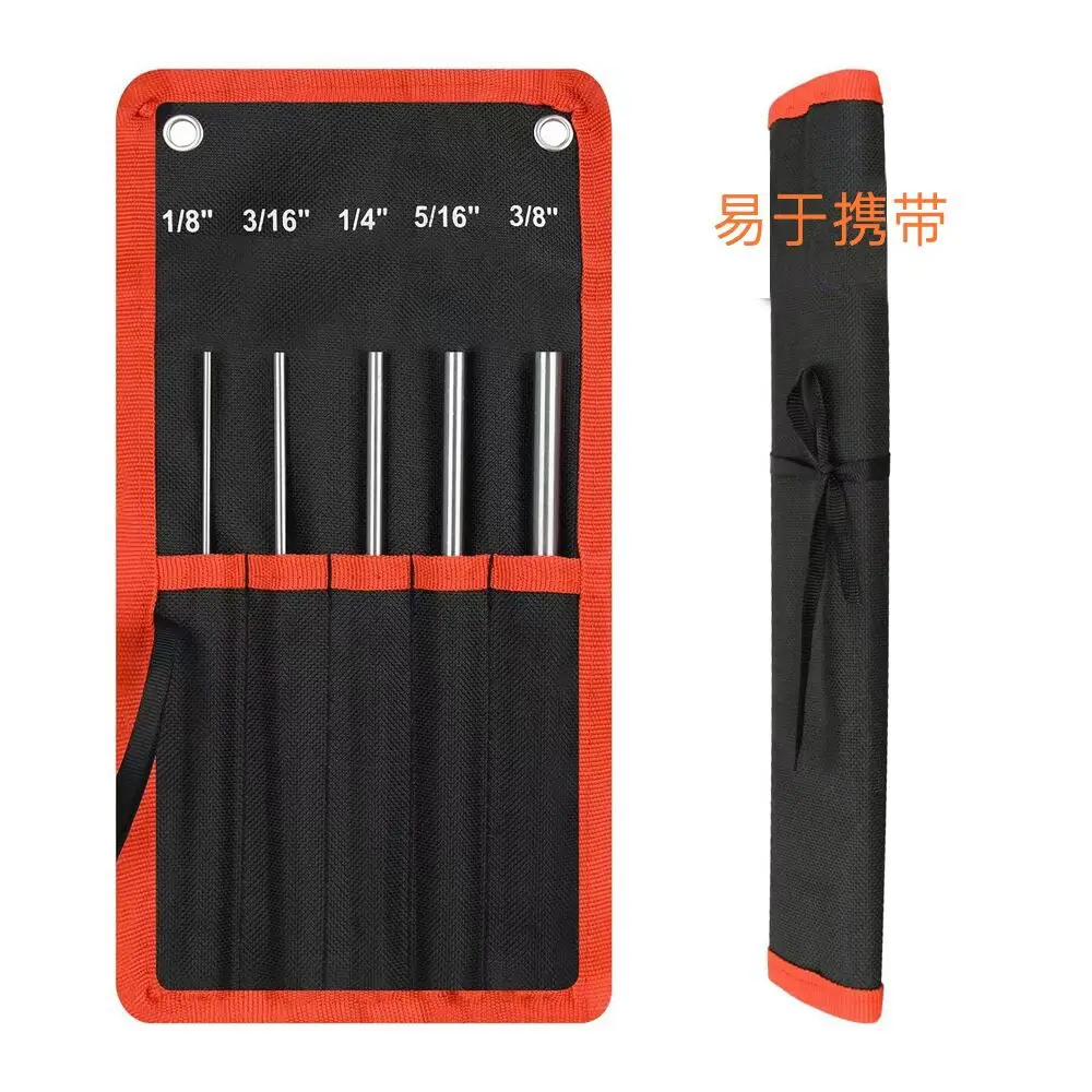 5-Piece Roll Pin Punch Set, 8-Inch Carbon Steel Pin Punch Tool Kit (1/8