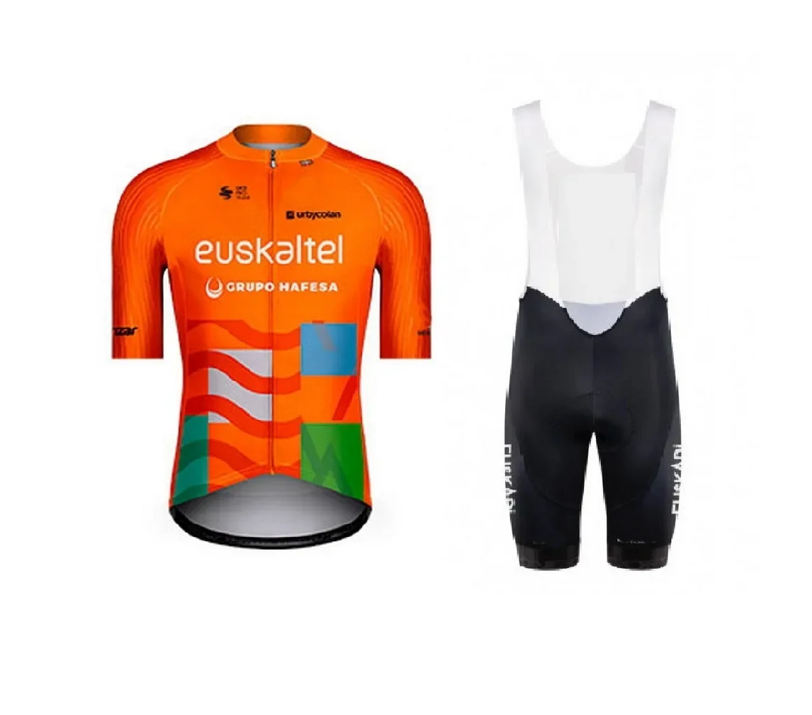 LASER CUT 2024 Euskaltel Team Orange SHORT SLEEVE CYCLING JERSEY SUMMER CYCLING WEAR ROPA CICLISMO+BIB SHORTS