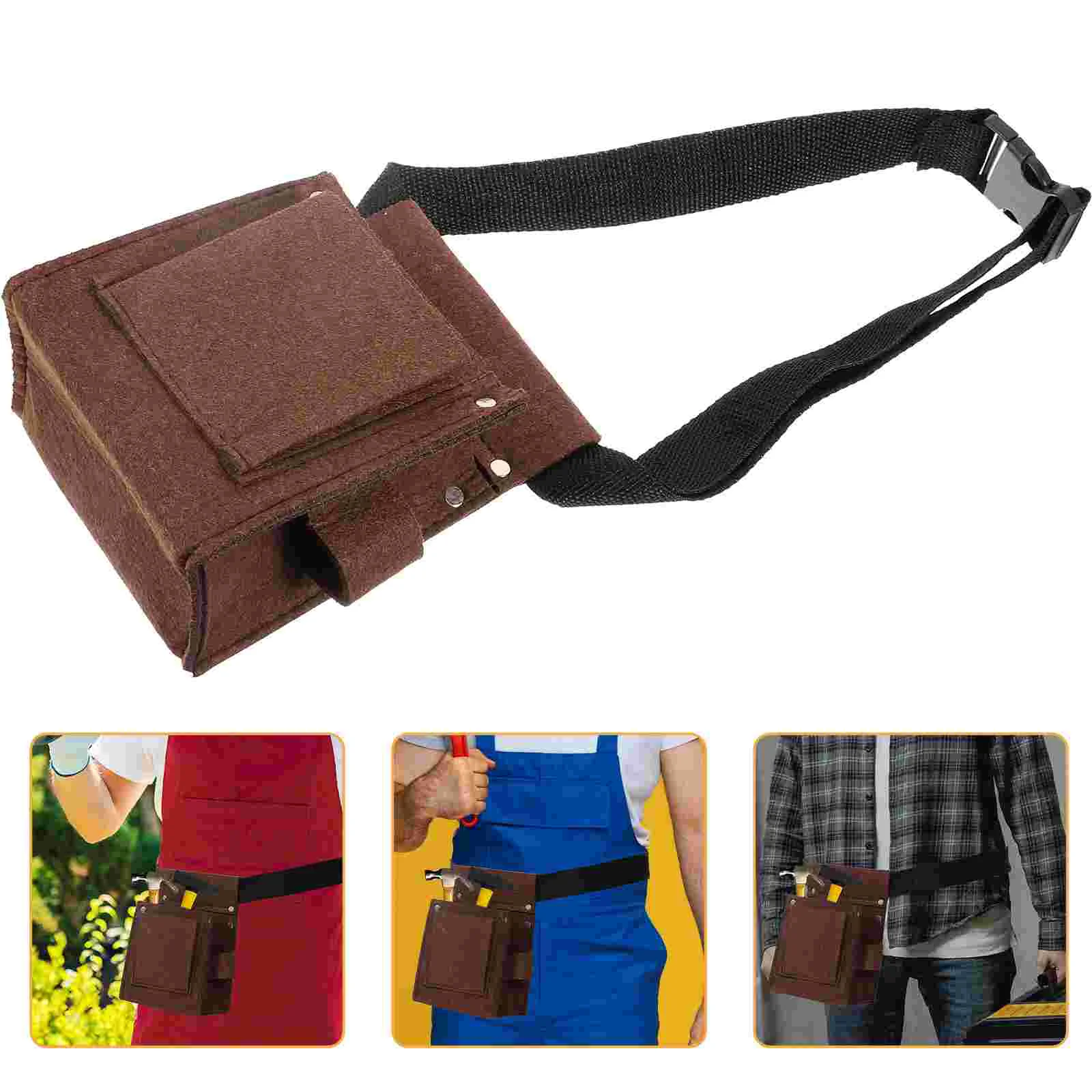 Tool Storage Bag Carpenter Pouch Organizer Small Belt Kit with Pocket Construction Fanny Pack Nail Man