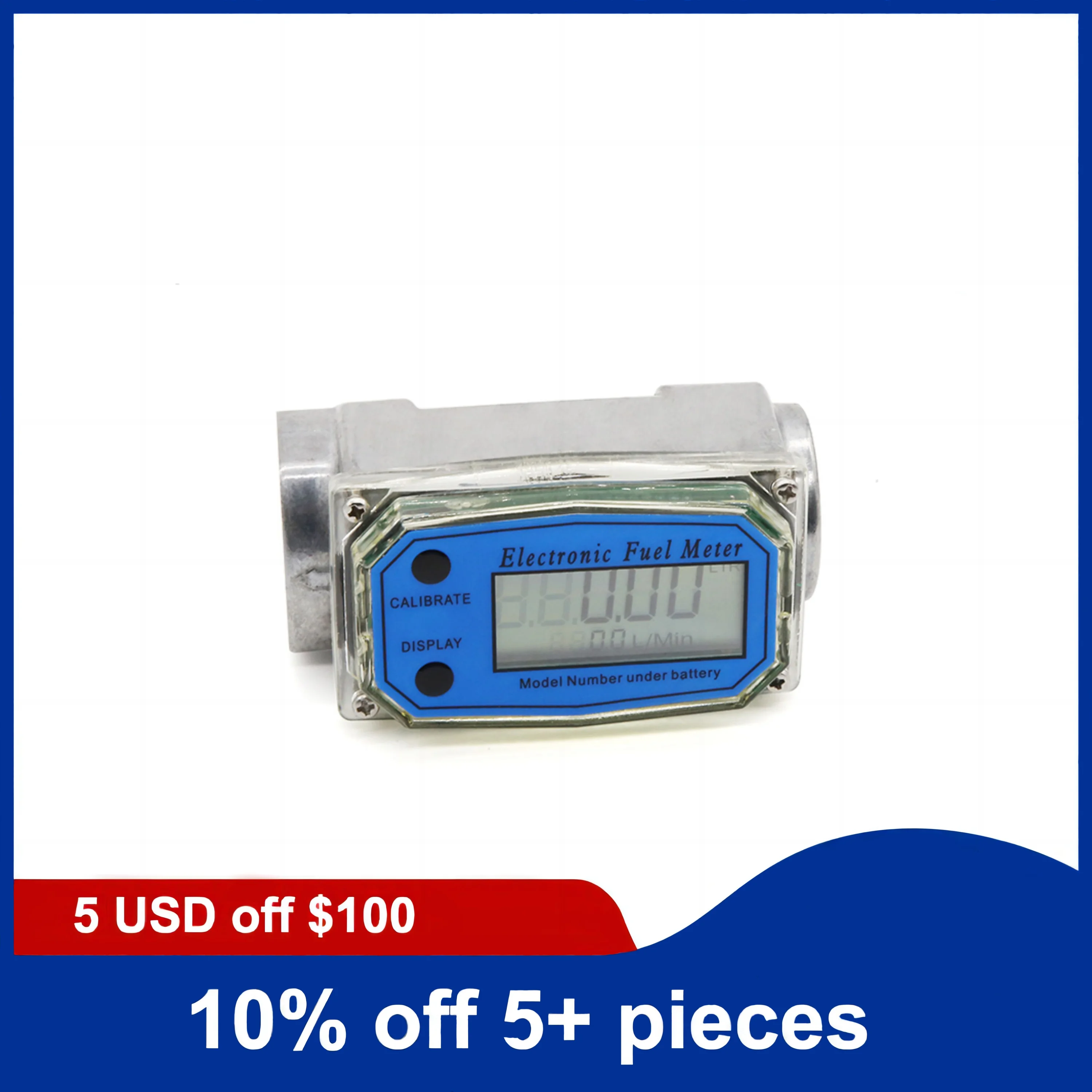 2 inch High-Precision Turbine Flowmeter Aluminum Alloy Electronic Digital Display For Water Diesel and Gasoline