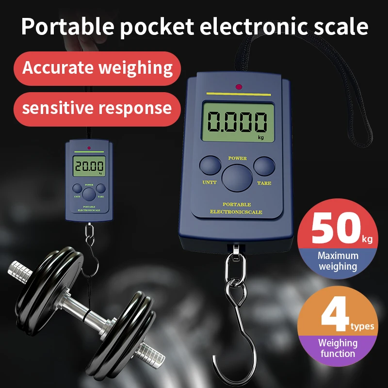 Multi-functional Electronic Scale Portable Rope Small Square Portable Electronic Scale Home Express Fishing Hook Portable Scaleb