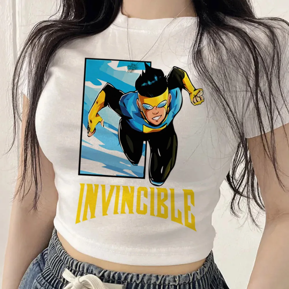 Invincible crop top girl harajuku alternative  gothic summer kawaii shirt kawaii y2k grunge