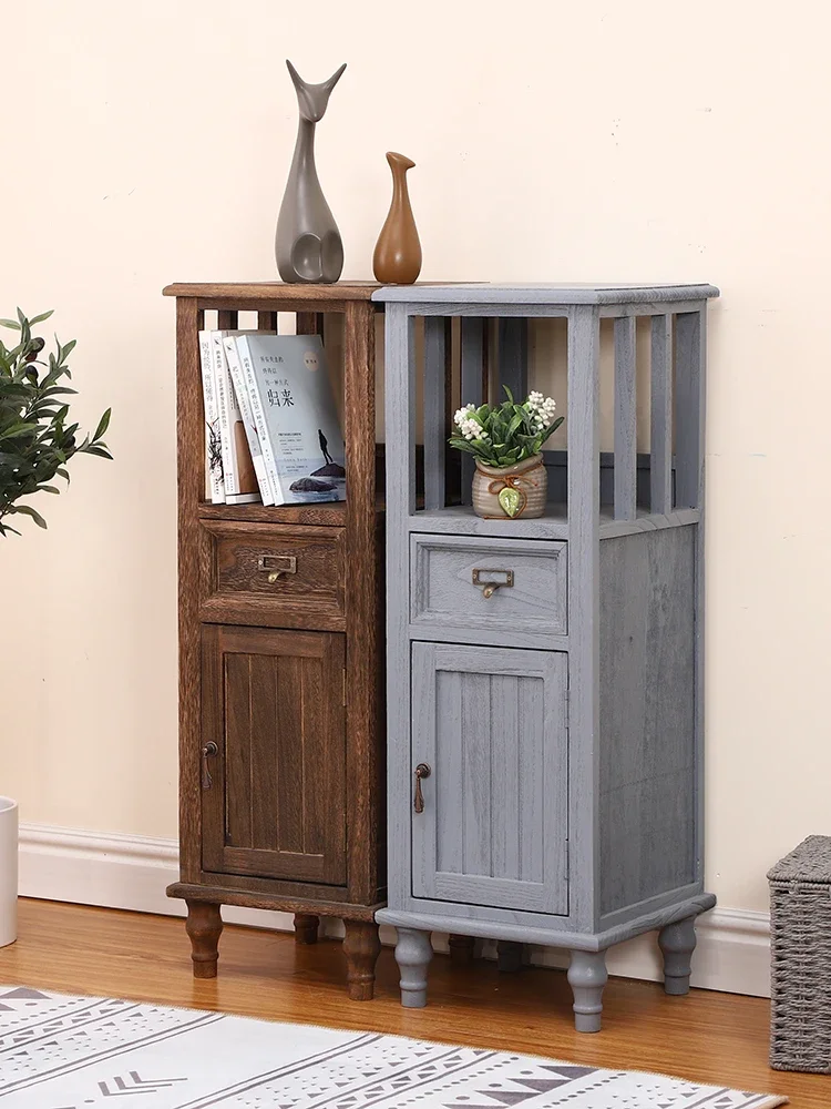 Simple American style bedside cabinet Solid wood simple side cabinet Bedroom storage cabinet Storage cabinet Multifunctional and