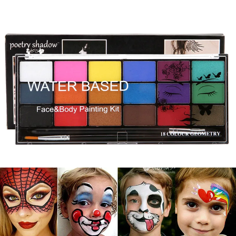 18-color Water-soluble Body Paint Safe And  Non-toxic And Colorful DIY Water-based Face Paint Halloween Face Color Pigment