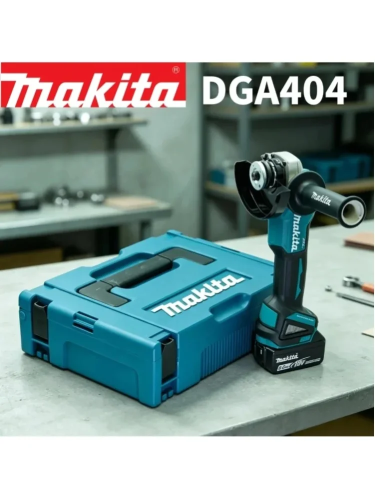 Makita DGA404 18V Bürstenloser Elektrischer Winkelschleifer, Lithium-Akku 125mm Schleifer für Schwere Schneid- und Polierarbeiten, 18V 6Ah Batterie