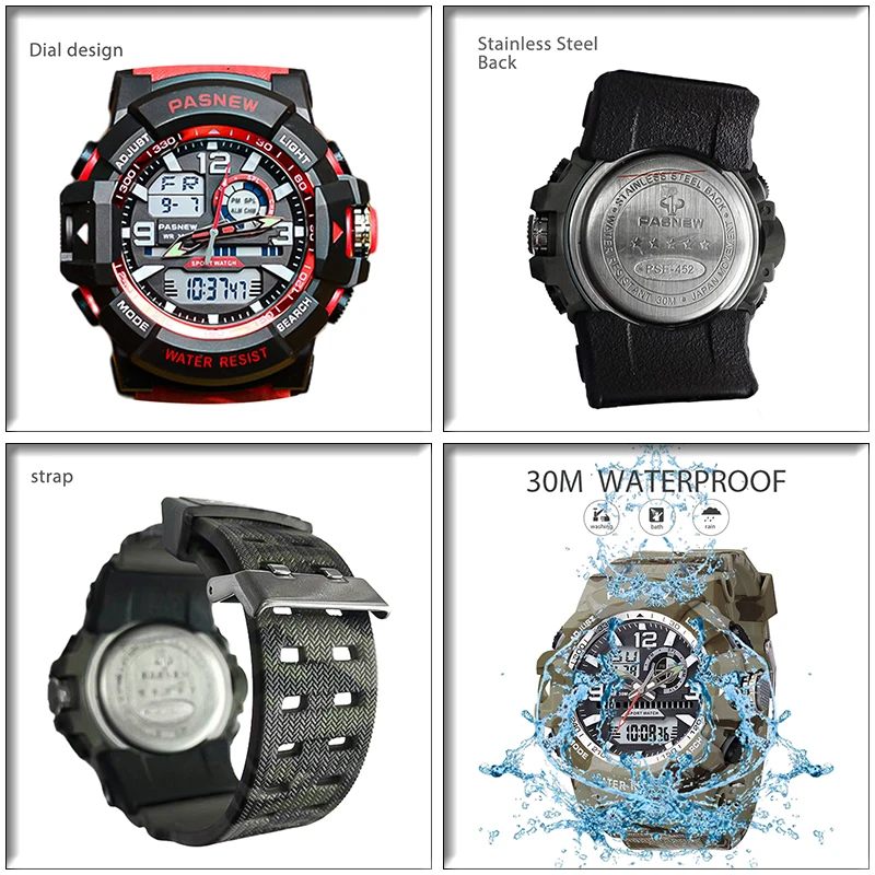 Orologio tattico militare uomo combattimento durevole orologio a mano rana sommergibile Led digitale puntatore grande orologio da polso mimetico grigio maschile
