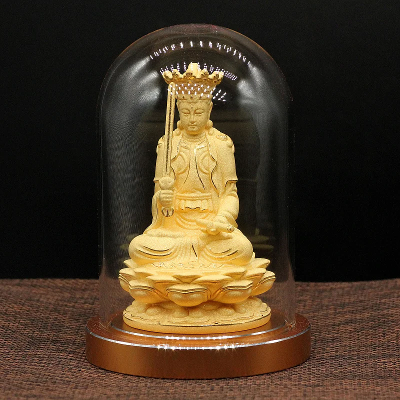 

Velvet sand gold, Manjushri Bodhisattva, Buddha statue ornaments, metal base, handicraft decorations