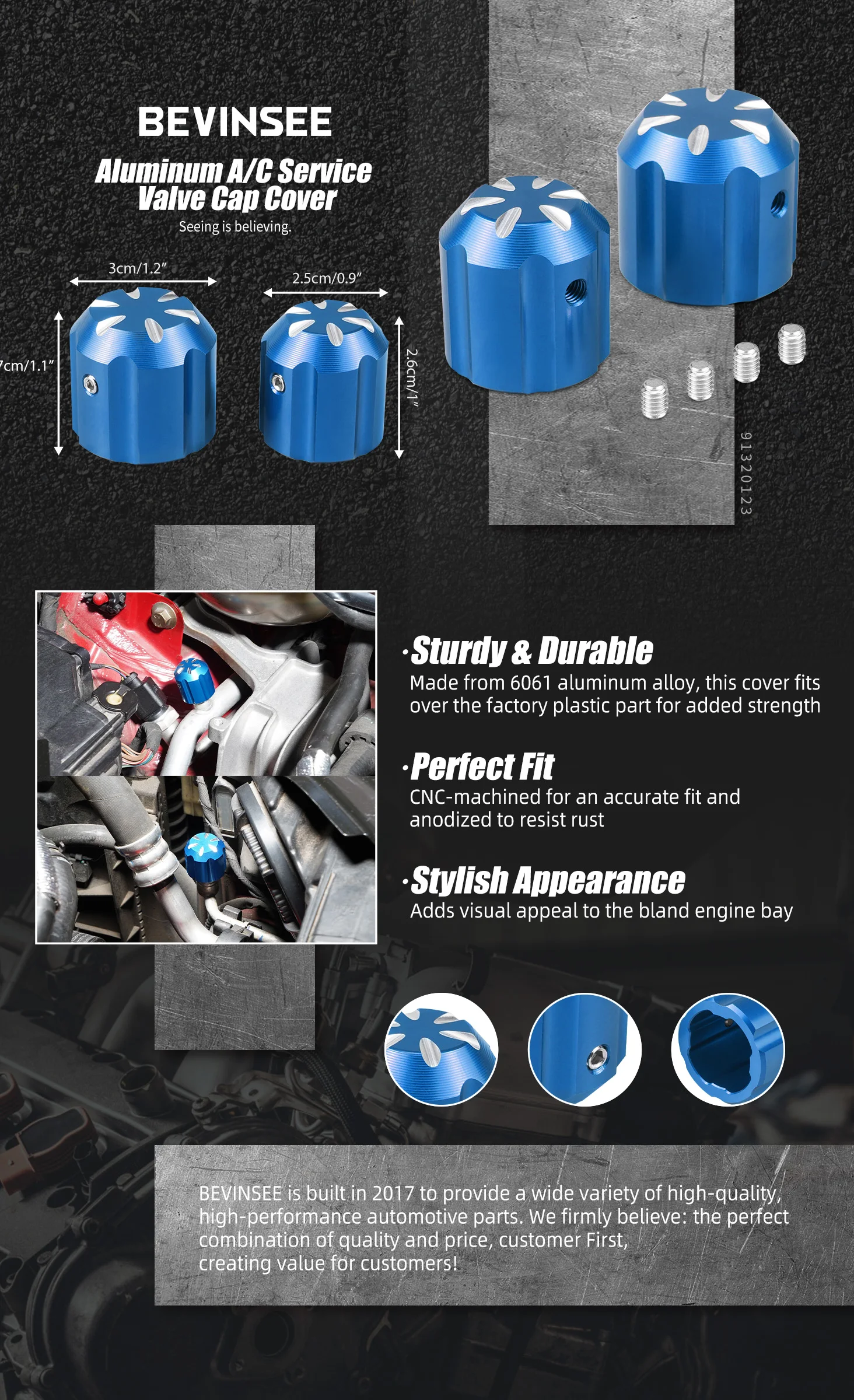 BEVINSEE Klimaanlagen-Schutzkappe für VW Golf, Passat CC, Polo 6R, VW Up, Audi A3, Q3, Q2, A4, A5, A6, A7, TT, A1, SEAT Leon 5F – Detail 4