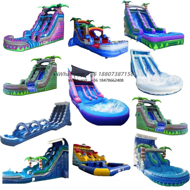 

Commercial 18 Oz Pvc Outdoor Adult Giant Inflatable Water Slide With Detachable Swimming Pool and Blower for Backyard Kids Party