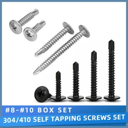 50pcs #8 (410) 304 Stainless Steel Wood Self-tapping Screw for Sheet Metal Self Tapping Screw Woodworking Self Drilling Screw