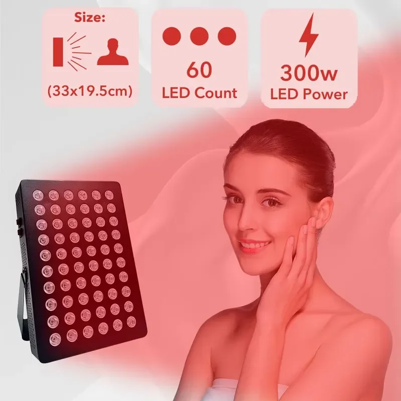 

Red Light Therapy Panel for Face 300W Desktop PDT Machine for Home Use Multi-Wavelength 60pcs 630nm 660nm US Plug