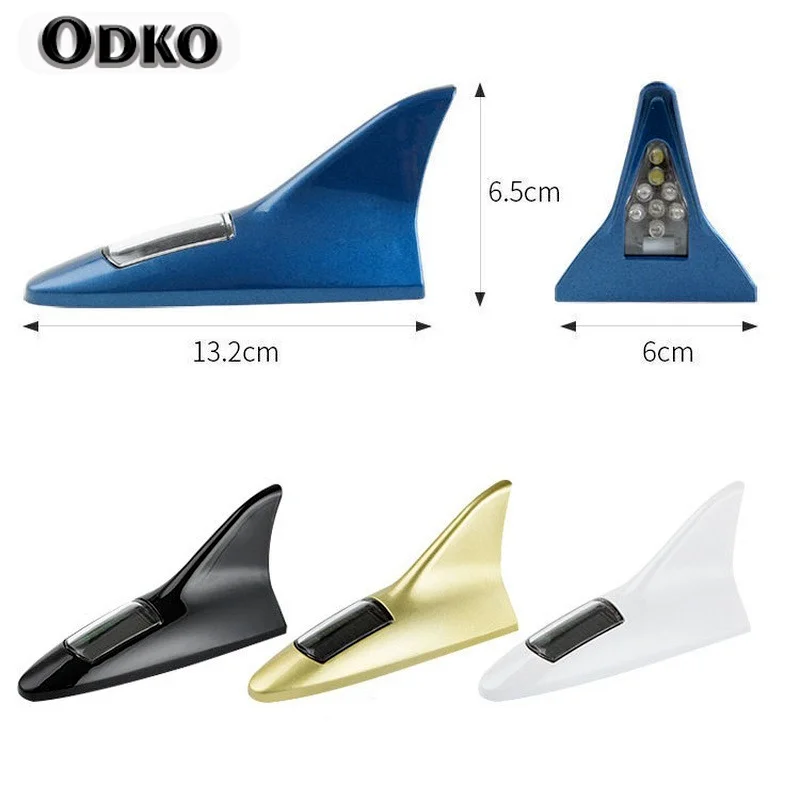 Solar Power Shark Fin Warning Light Car Roof Antenna Decoration Night Anti-collision Flashing Lamp Car Accessories