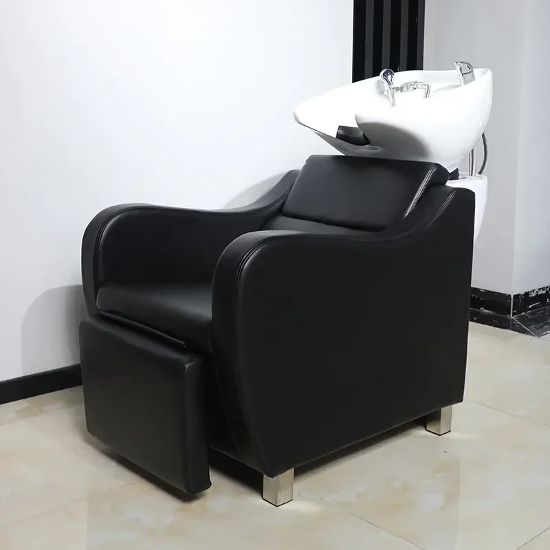 Bohore Shampoo Bed Semi Reclining Barber Chair with Ceramic Deep Basin for Hair Washing and Physiotherapy Treatment
