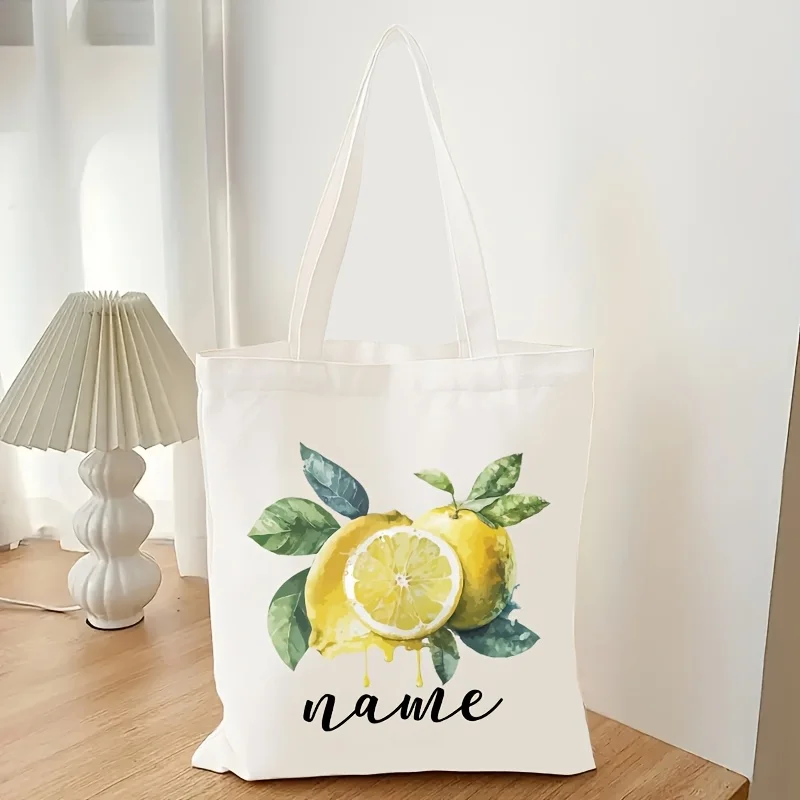 Customizable Lemon Series Tote Bag High Quality Reusable Shoulder Bag with Vibrant Lemon Illustrations Perfect for Daily