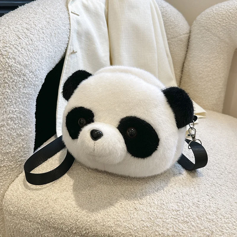 Cute Cartoon Panda Plush Shoulder Bag Kids Crossbody Bag Student Wallet Coin Purse Kids Phone Bag Best Birthday Gift