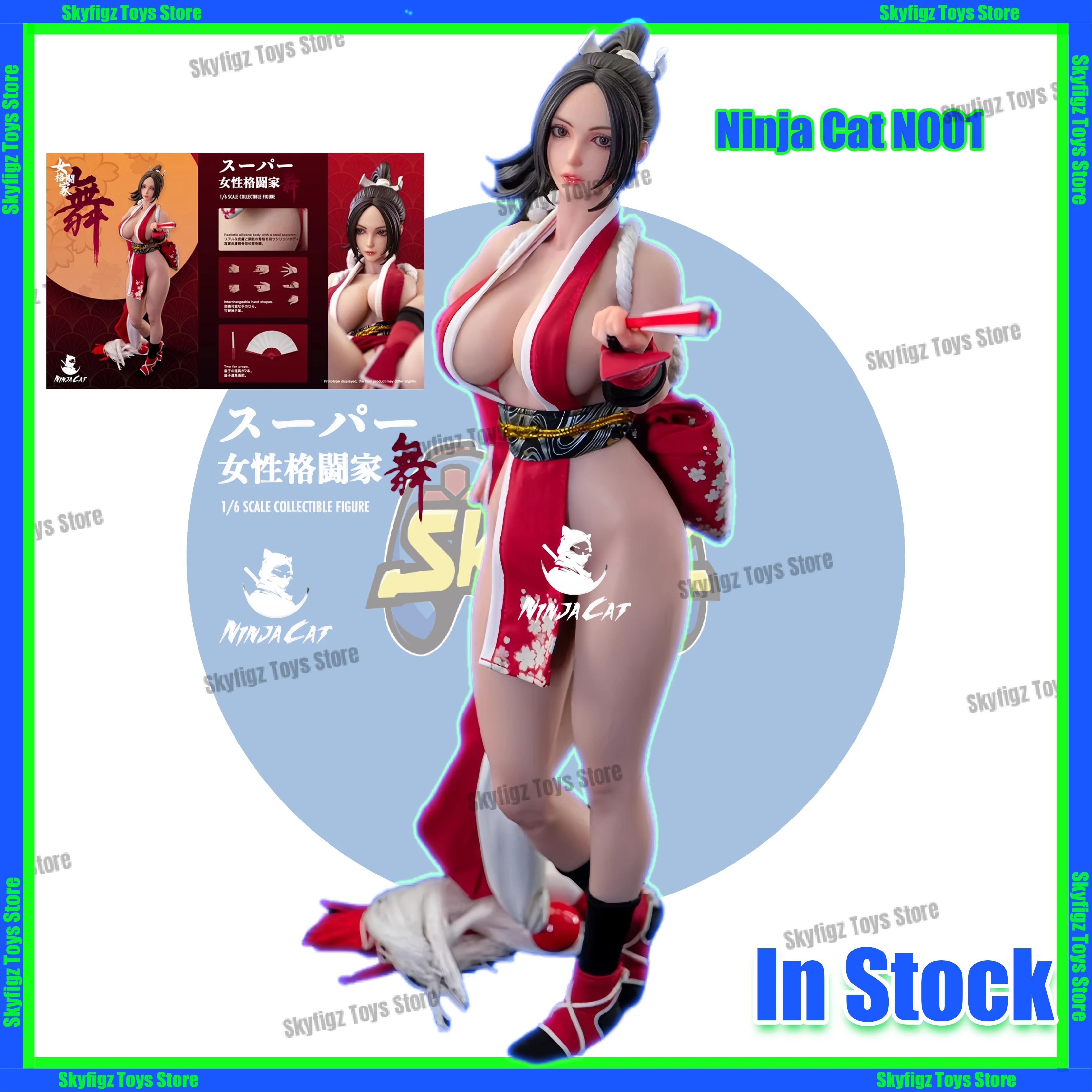 Ninja Cat N001 Scala 1/6 Occhi mobili Testa Action Figure Corpo 12 '' Soldato femminile Figurine in silicone Set completo Modello da collezione