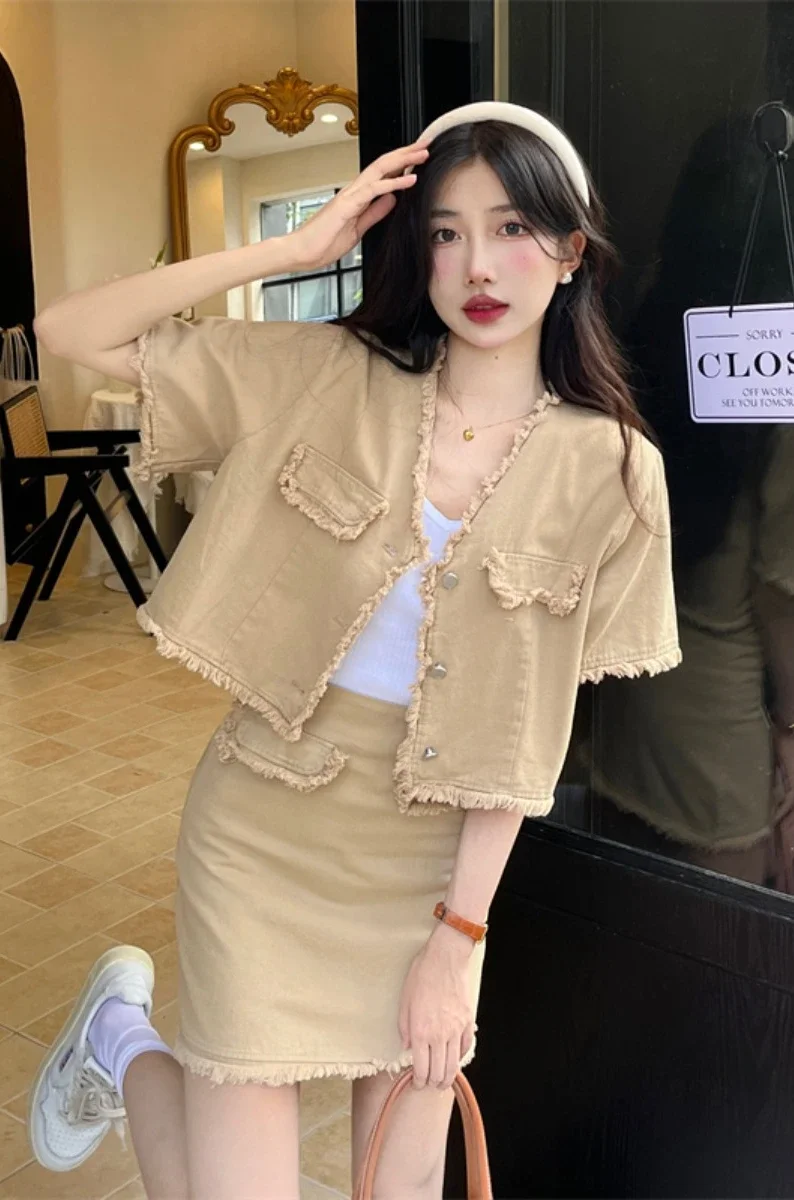 

Office Women's Two Skirt Piece Set Top and Bottom Summer Fashion 2025 Festival Stylish Elegant Casual Co Ord Chic Female Outfits