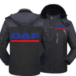 New Winter Men DAF Trucks Logo Jacket Thick Velvet Warm Coat Male Windproof Hooded Outwear Casual Mountaineering Overcoat