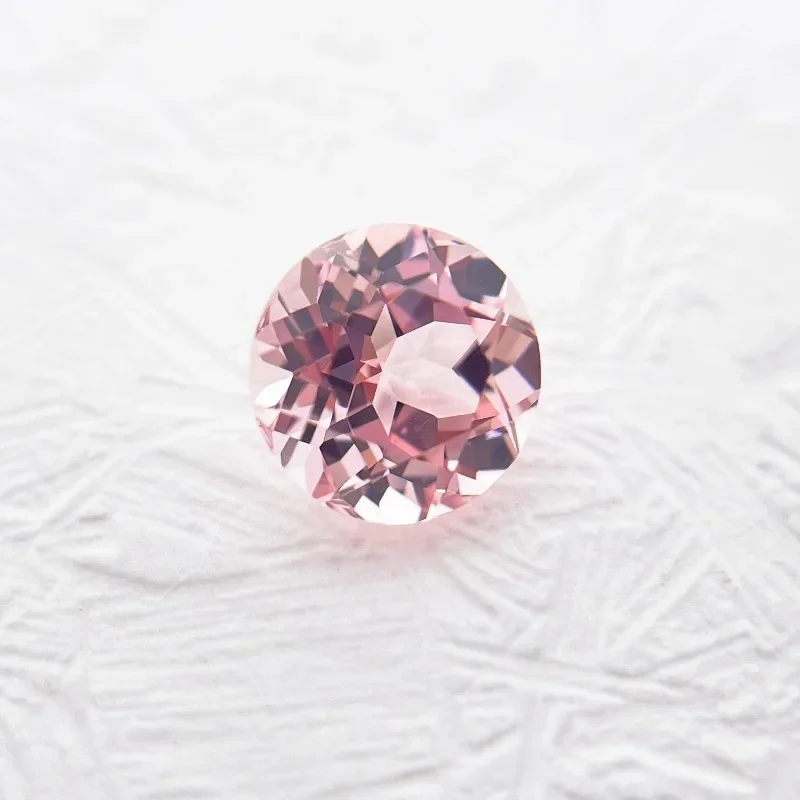 

Top Lab Grown Sapphire Round Cut Sakura Pink Color DIY Advanced Jewelry Making Inlay Ring Necklace Selectable AGL Certificate