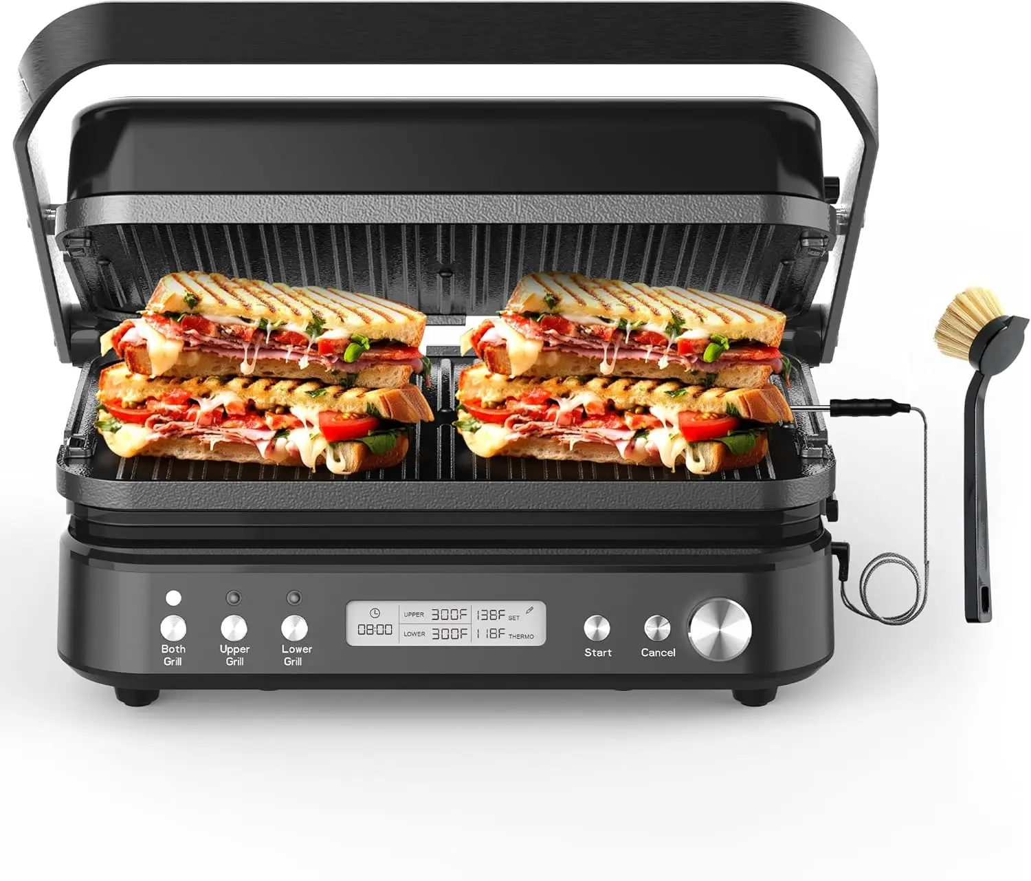 

Panini Grill Press Sandwich Maker with Removable Plates, 1600W 5-in-1 Smokeless Indoor Grill & Griddle, PFAS Free Ceramic