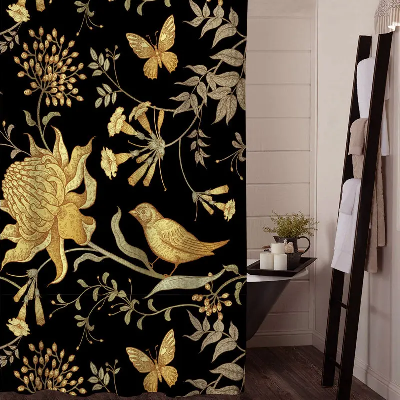 Multi-style Shower Curtain With Hooks Waterproof Easy Clean Quick Install For Home Hotel Bathroom Decor
