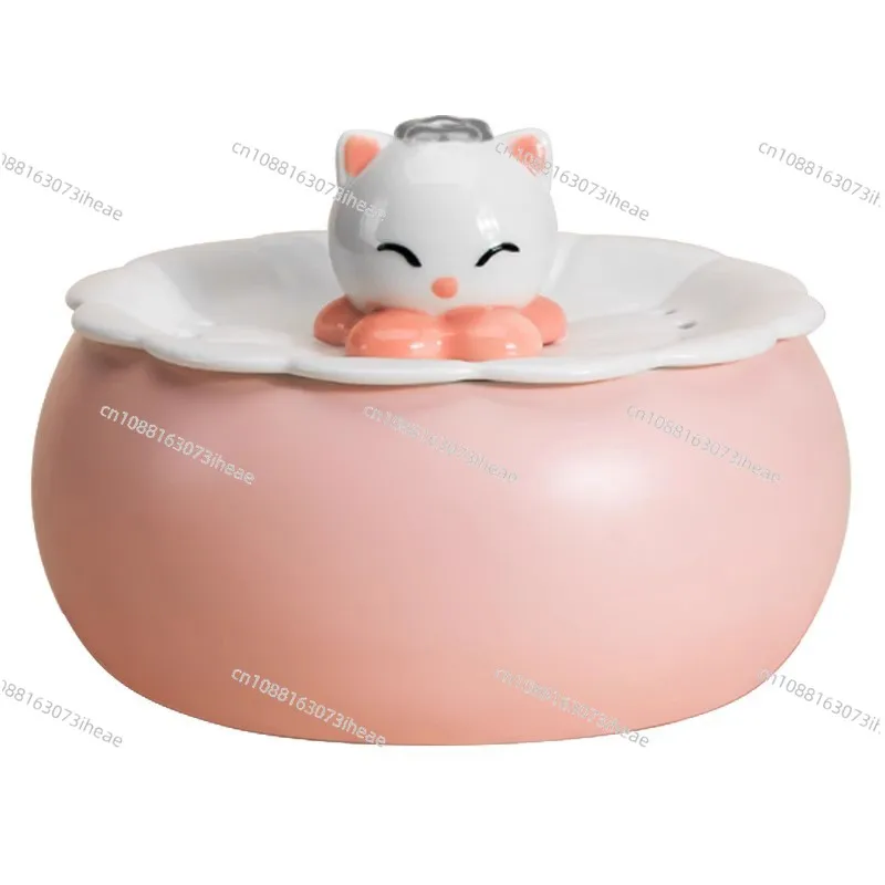 Ceramic Pet Water Fountain: Temperature Control Heating System, Automatic Circulation with Dry-Chin Design