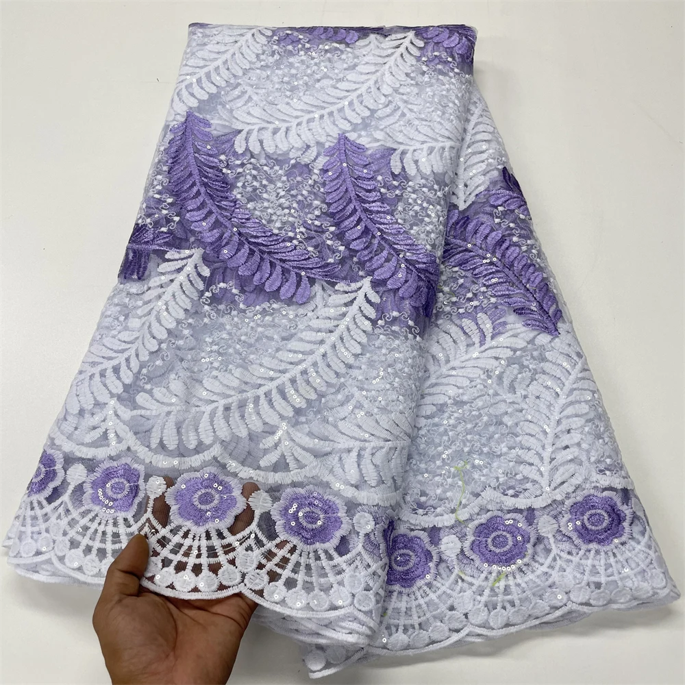 Latest French Mesh Lace Fabrics High Quality Embroidered Tulle Sequins African Lace Fabrics for Women Evening Dress Sewing