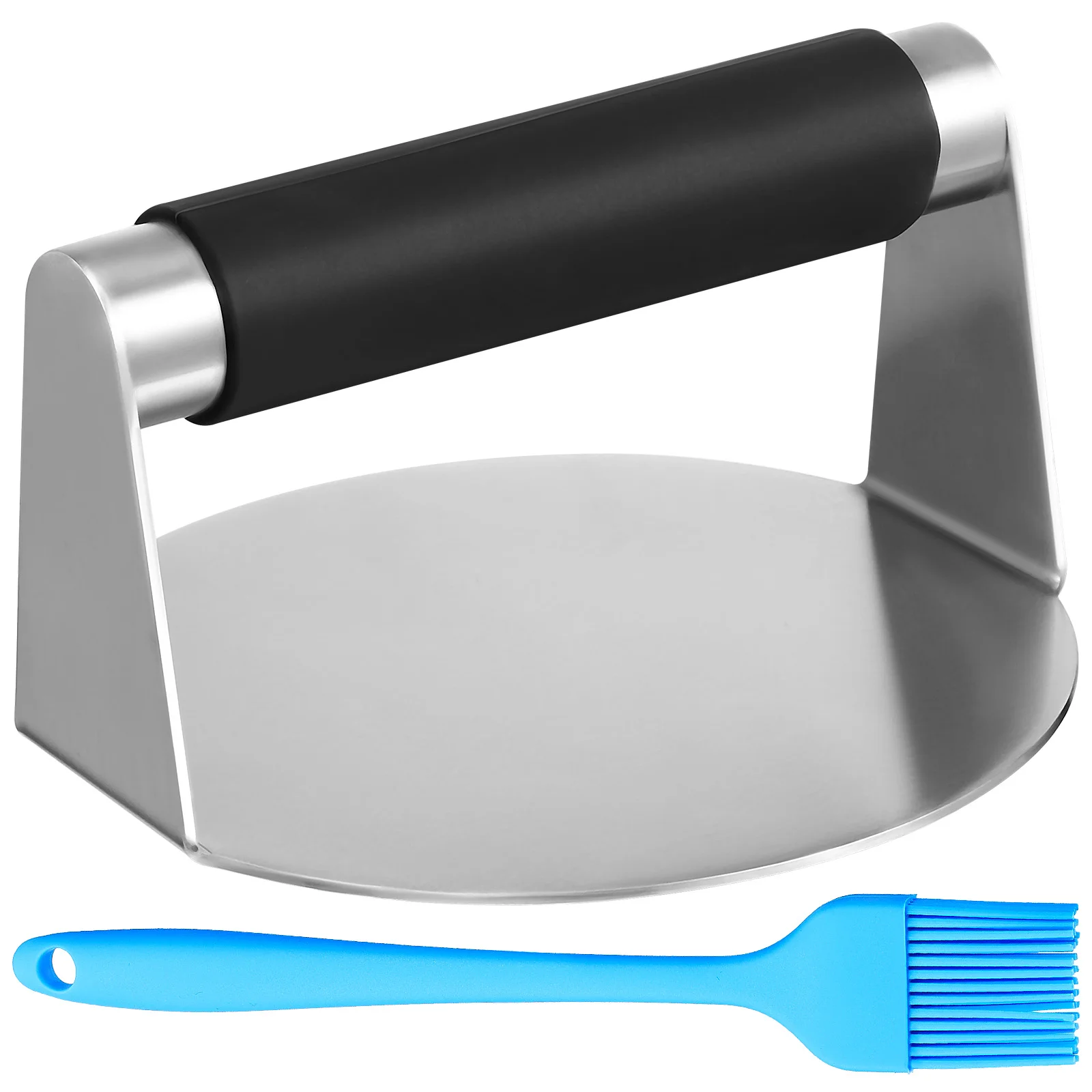 

1pcs Black Silicone Handle Stainless Steel Meat Press Burger Patty Maker BBQ Brush Easy Clean Kitchen Tool