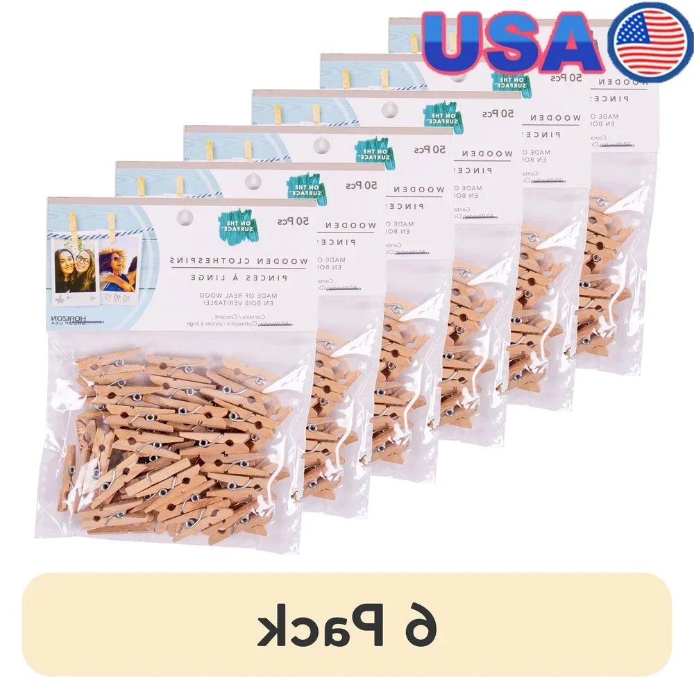 

6 упаковок мини-деревянных прищепок, 50 шт., универсальные аксессуары для рукоделия, органайзер для фотографий, идеальные проекты «сделай сам», домашний декор