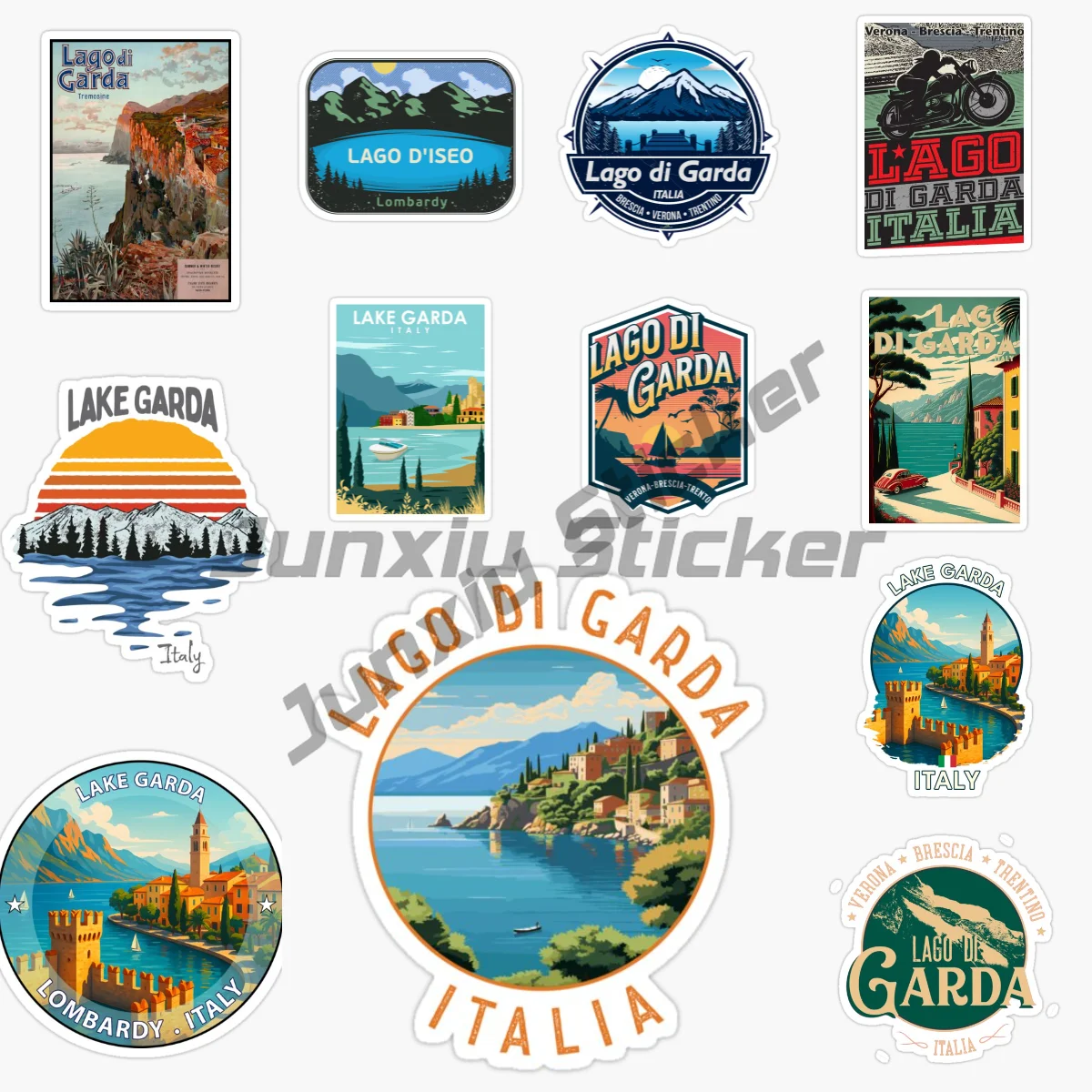 ITALIA LAGO DI GARDA World Famous Building Car Stickers Aesthetic Travel Landmark Graffiti Phone Suitcase Luggage Guitar Decal