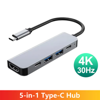 5-in-1 Type-C to HDMI Adapter USB C HUB 4K30Hz PD100W Docking Station USB-C 3.1 Splitter for MacBook iPad Pro Huawei USB 3.0 HUB