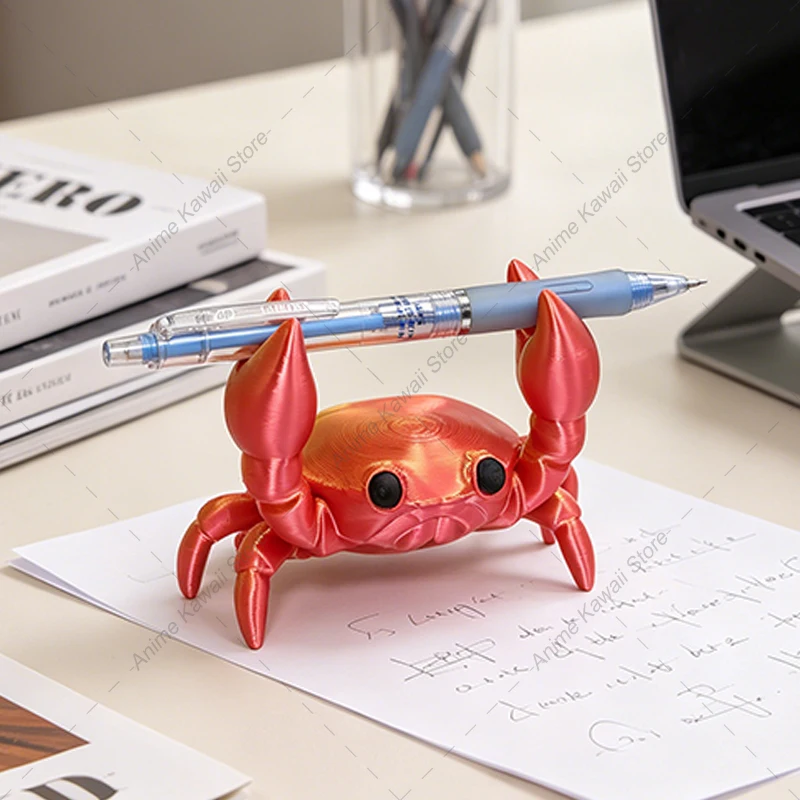 Pen Holder 3D Printed Crab Statue Multi-Functional Desk Organizer Creative Office Desktop Decor Stationery Gifts