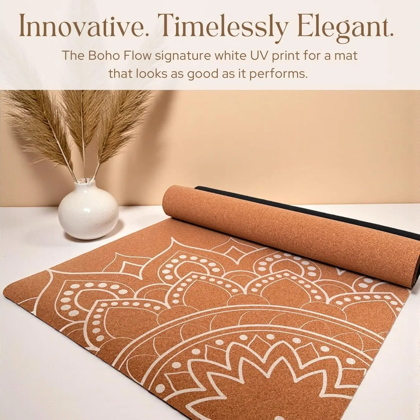 Yoga - Portuguese Cork with Rubber Base, 5mm Thick, Non-Slip, Odor Free, Non Toxic, Lasting Stability