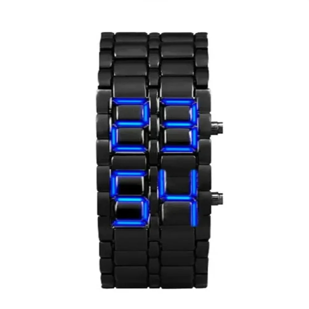 Fashion Men'S Electronic BLUE Sports Watch New Iron Samurais Plastic Bracelet Lava Watch Led Digital Watches Hour reloj hombre