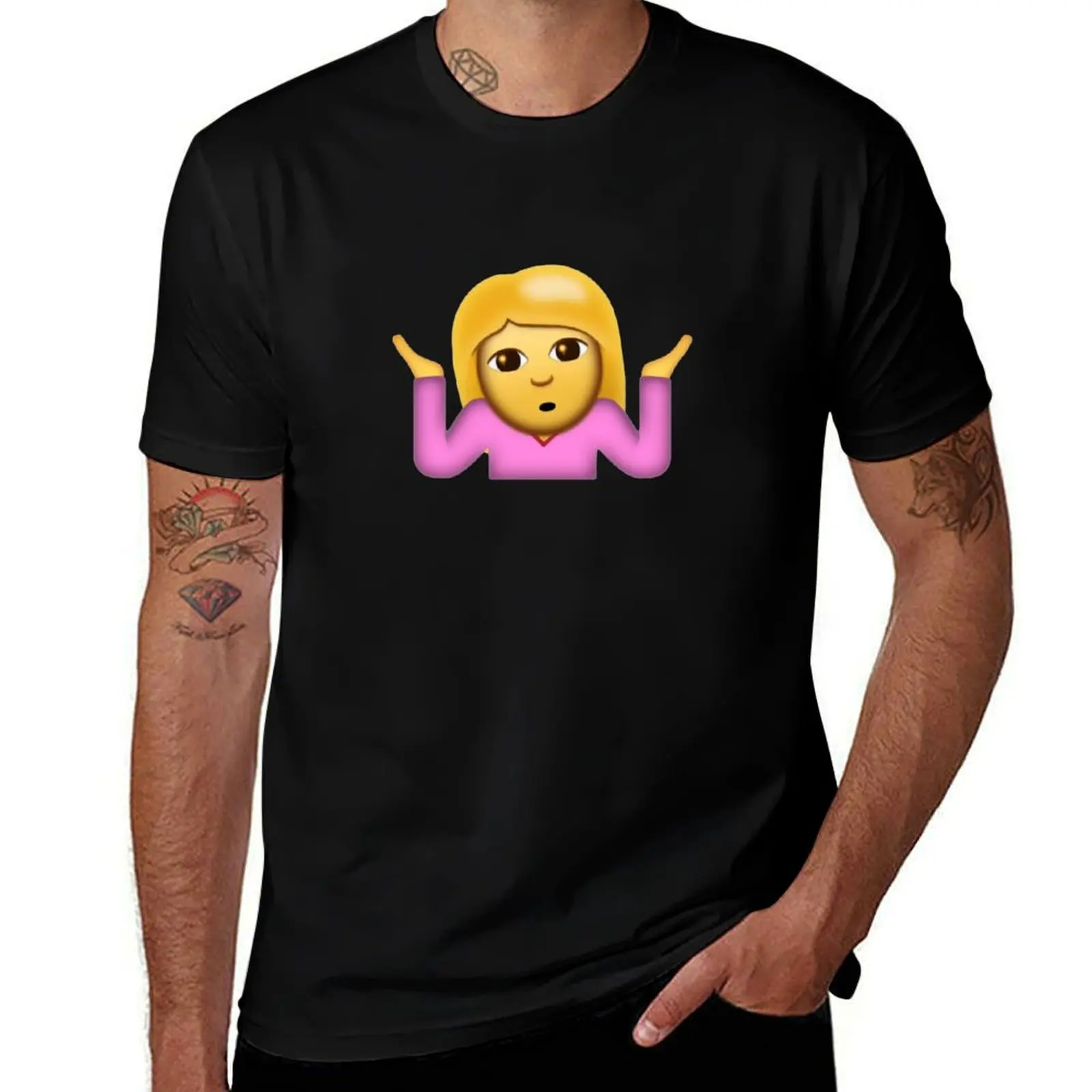 Shrugging Girl Emoji T-Shirt croswit shirt man Funny t-shirt mens champion t shirts