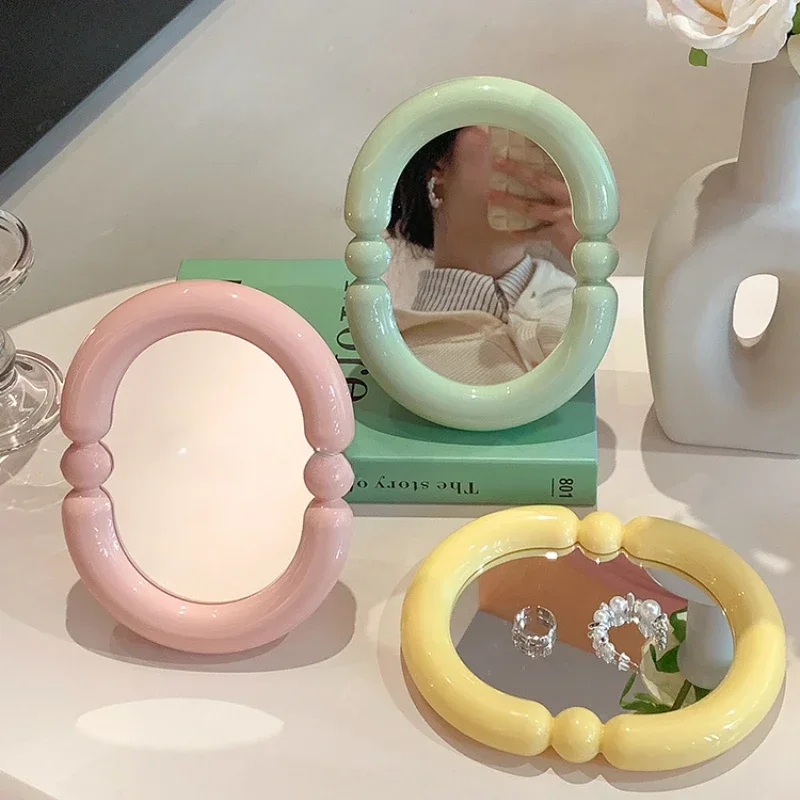 

Irregular Pink Decorative Wall Mirror Korean Style Wall Mounted Mirror Makeup Mirror for Dormitory Desktop Room Decor Wholesale