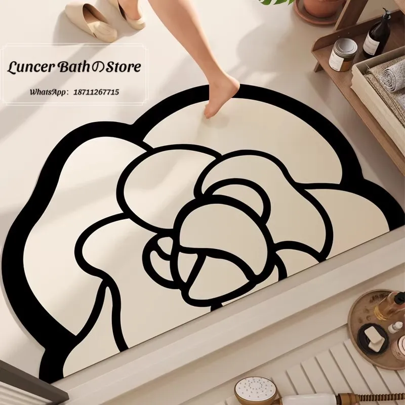 Light luxury French bathroom floor mat, non-slip floor mat at the door of the bathroom, dirt-resistant and easy to take care of
